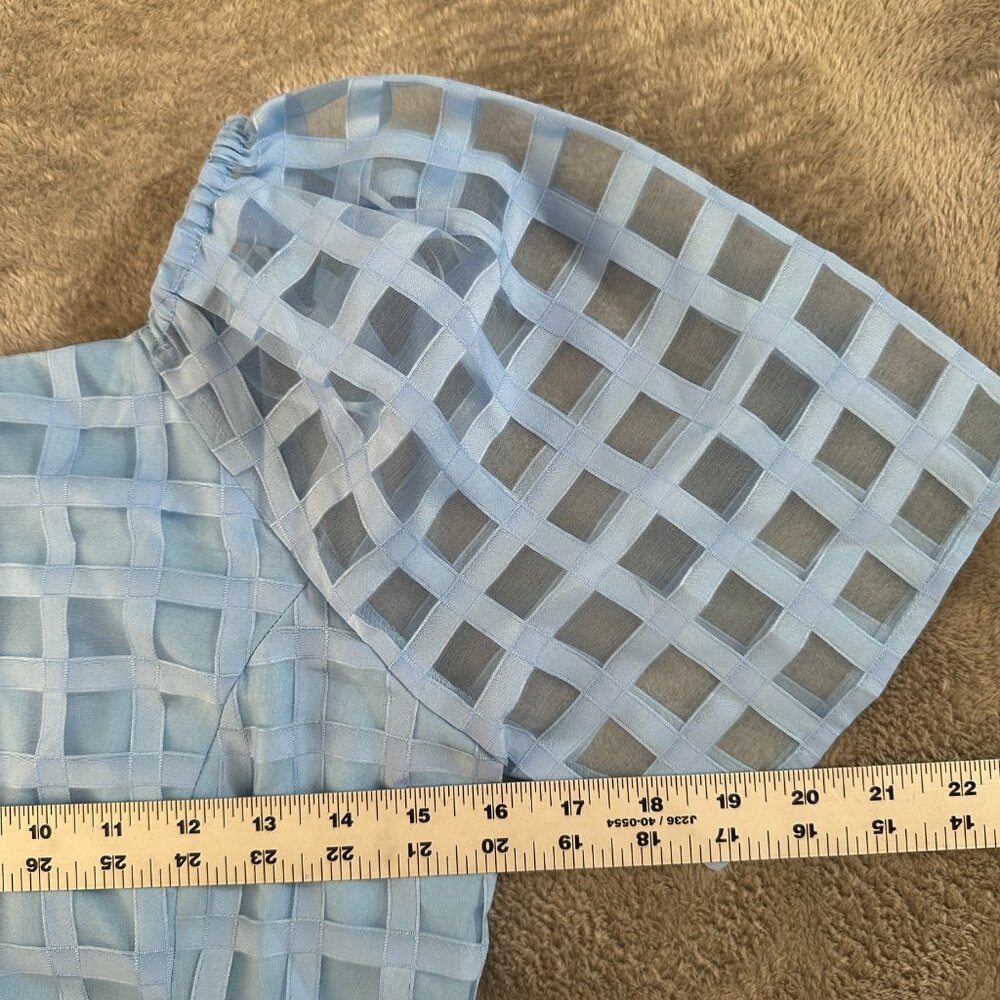 NWT Lost + Wander Baby Blue Grid Mini Dress XS Short Sleeve - Picture 4 of 7